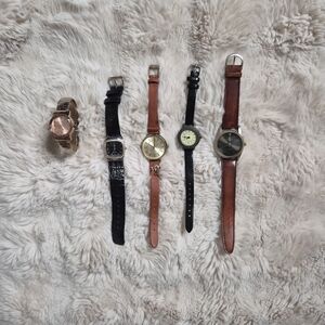 Womens Watch Bundle Lot Black Band Brown Band Gold Tone Elephant Charm Work Offi